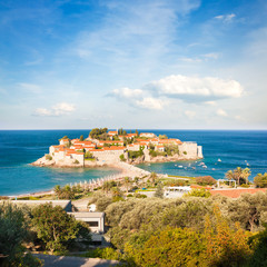 Fototapeta na wymiar Sveti Stefan Island in Montenegro at Adriatic Sea