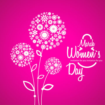 March 8 greeting card. Background for Womans Day