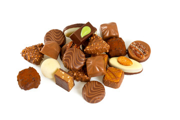 chocolate pralines over white
