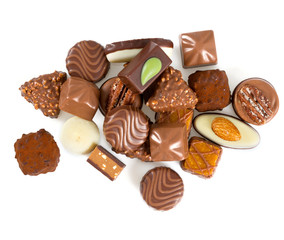 chocolate pralines over white