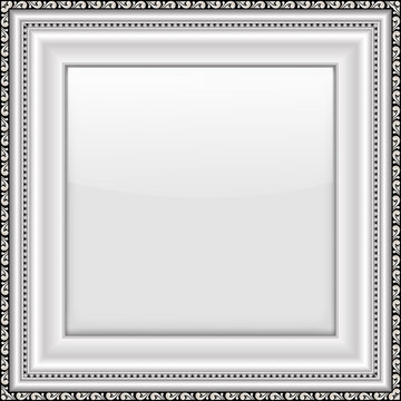 Empty silver picture frame. Vector illustration
