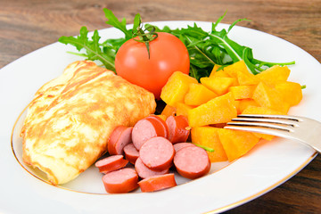 Healthy and Diet Food: Scrambled Eggs with Vegetables