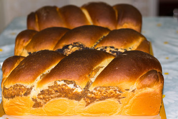 traditional romanian pie with poppy seeds and nut