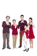 Cheerful family greeting for Chinese New Year