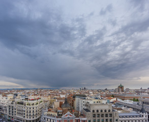 Fototapeta na wymiar Skyline of Madrid in a cloudy day nr4