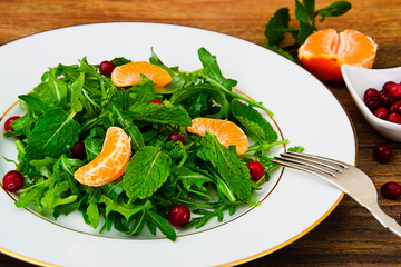 Salad of Arugula, Mandarin and Pomegranate