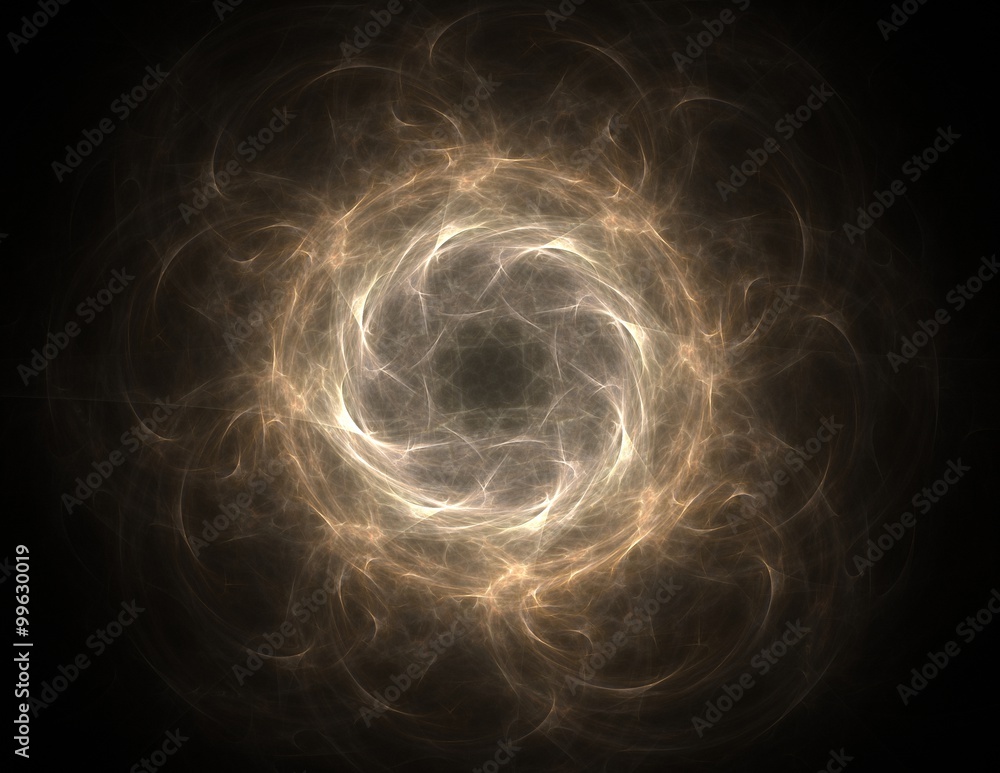 Poster elementary particles series. interplay of abstract fractal forms on the subject of nuclear physics s
