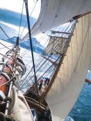 sailing under full sail in the southern ocean