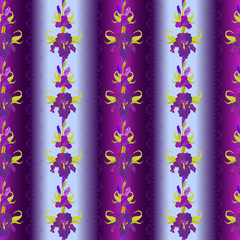 Floral striped seamless pattern. Flower iris background.