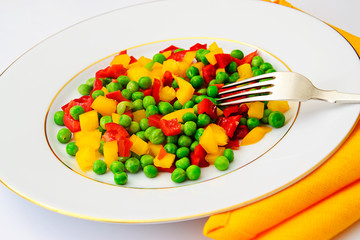 Juicy Vegetable Stew. Paprika, Peas, Carrots
