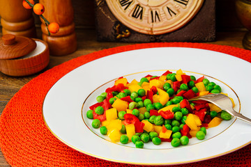Juicy Vegetable Stew. Paprika, Peas, Carrots