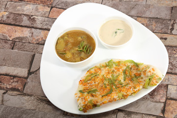 South Indian Dish Uthappams with sambar