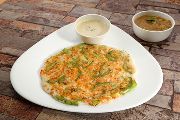 South Indian Dish Uthappams with sambar