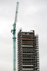 Fototapeta na wymiar Scyscraper construction and building crane