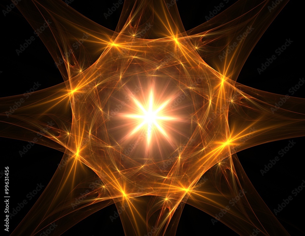 Poster elementary particles series. interplay of abstract fractal forms on the subject of nuclear physics s