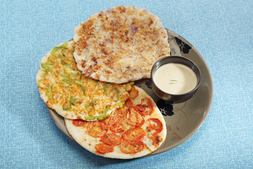 South Indian Dish Uthappams with sambar
