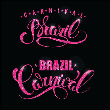 Brazil Carnival glittering lettering design.
