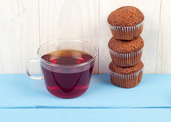 Chocolate muffins and tea