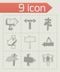 Vector old wood sign icon set