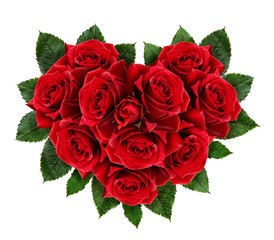Red rose flowers heart