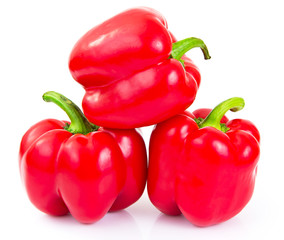 Colored Fresh Sweet Pepper Isolated on White Background.