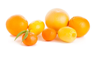 Fototapeta na wymiar Lots ripe citrus on white