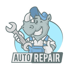 Rhinoceros emblem holding wrench