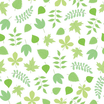 vector seamless spring pattern with leaves