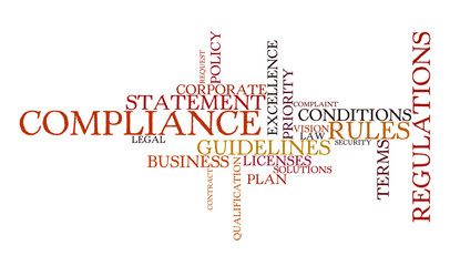 Word cloud for compliance, rules and regulations