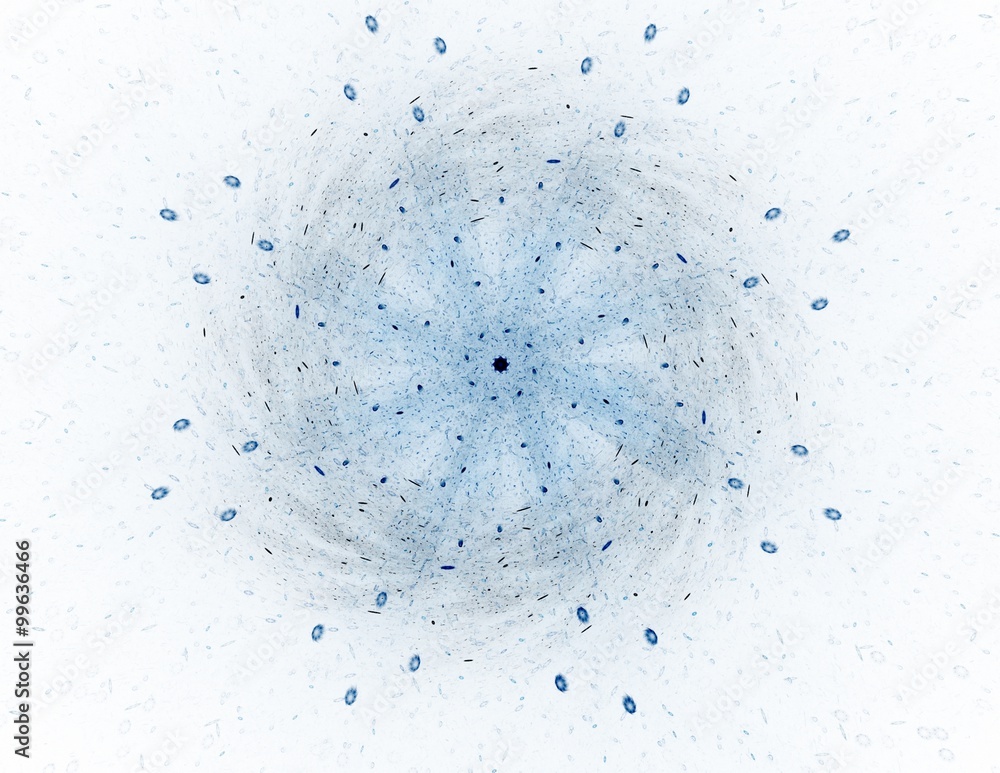 Poster elementary particles series. interplay of abstract fractal forms on the subject of nuclear physics s