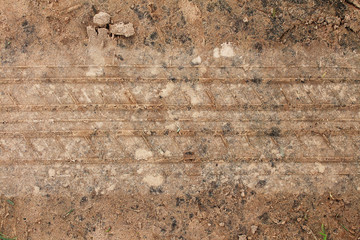 Wheel track in countryside road