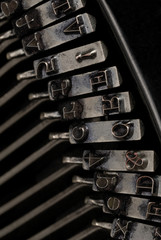 Hammers for writing with an ancient manual typewriter
