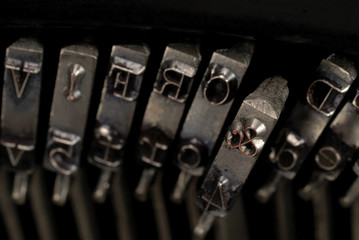 Hammers for writing with an ancient manual typewriter
