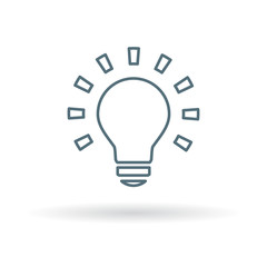 Lightbulb icon. Light bulb sign. Halogen lamp symbol. Thin line icon on white background. Vector illustration.