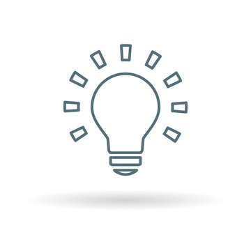 Lightbulb icon. Light bulb sign. Halogen lamp symbol. Thin line icon on white background. Vector illustration.