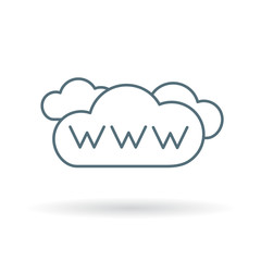 www cloud icon. Internet sign. World wide web symbol. Thin line icon on white background. Vector illustration.