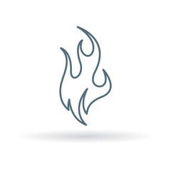 Obraz na płótnie Canvas Fire icon. Flame sign. Flammable symbol. Thin line icon on white background. Vector illustration.