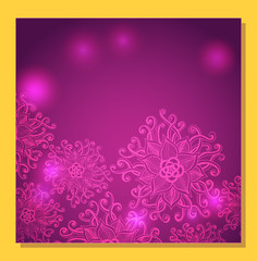 Abstract Background with Zen-doodle flowers and light in pink lilac