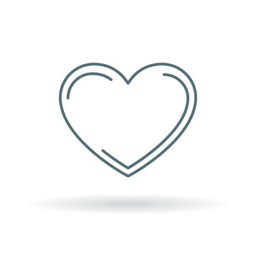 Heart icon. Simple heart sign. Love symbol. Thin line icon on white background. Vector illustration.