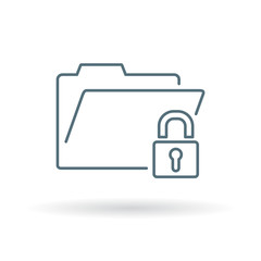 Secure folder icon. Folder with padlock sign. Password protected folder symbol. Thin line icon on white background. Vector illustration.