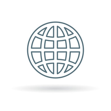 Globe icon. Global sign. World symbol. Thin line icon on white background. Vector illustration.