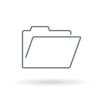 Empty folder icon. File folder sign. Document archive storage symbol. Thin line icon on white background. Vector illustration.