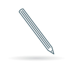 Simple pencil icon. Sharp pencil sign. Graphite pencil symbol. Thin line icon on white background. Vector illustration.
