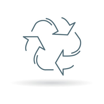 Recycle icon. Reuse sign. Recycle symbol. Thin line icon on white background. Vector protect the environment illustration.