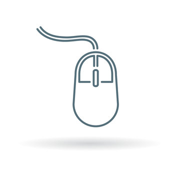 Computer mouse icon. Computer mouse sign. Wired mouse symbol. Thin line icon on white background. Vector illustration.