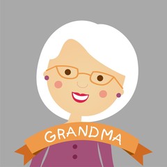 Abuela. Anciana con pelo blanco. Ilustración vectorial 