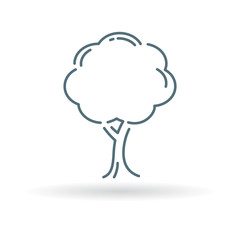 Basic tree icon. Garden plant sign. Forest tree symbol. Thin line icon on white background. Vector illustration.