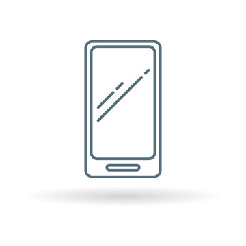 Modern Smartphone icon. Cellphone sign. Mobile phone symbol. Thin line icon on white background. Vector illustration.