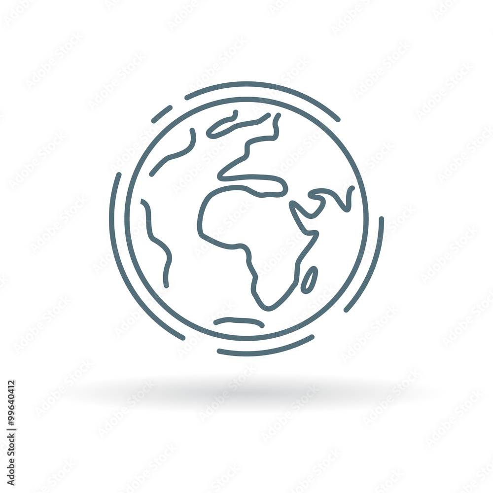 Wall mural planet earth icon. planet earth sign. planet earth symbol. thin line icon on white background. vecto