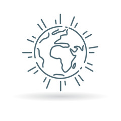 Planet earth icon. Planet earth sign. Planet earth symbol. Thin line icon on white background. Vector illustration.